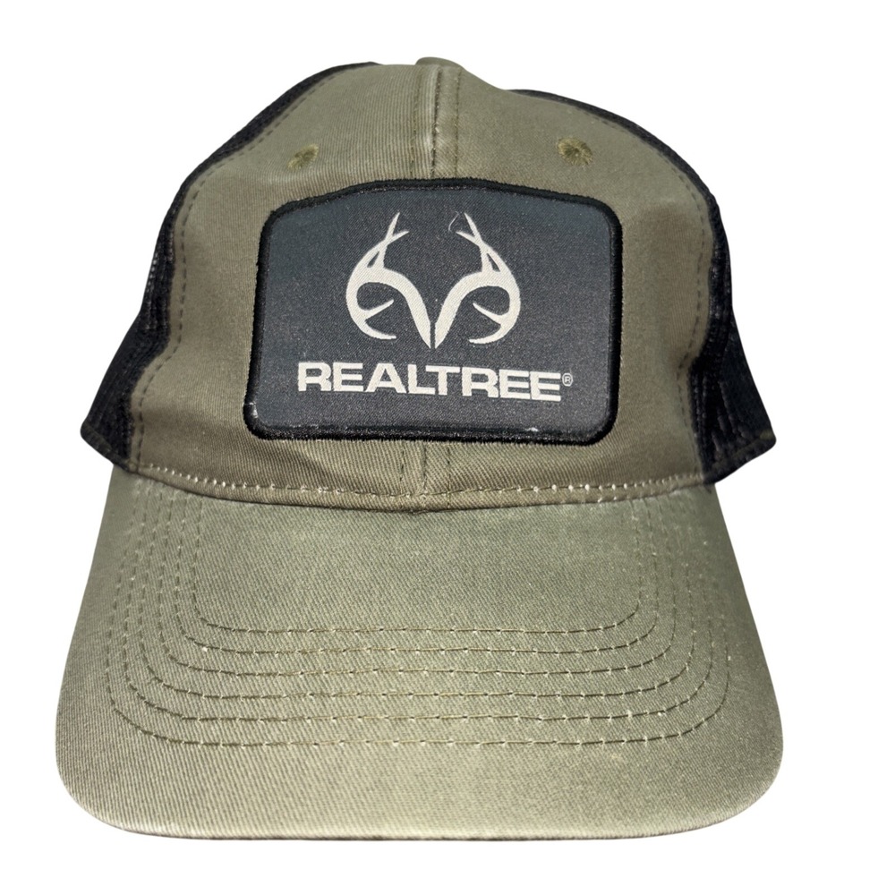 Realtree Logo Patch Trucker Hat Green One Size Mesh Back Adjustable